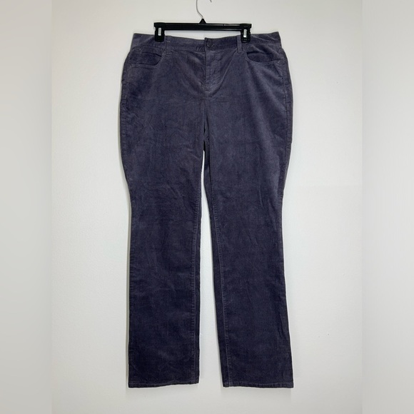 Talbots Gray Corduroy Pants Size 16 High-Rise Straight Leg Curvy‎ Classic NWT - Picture 1 of 9